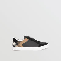 Sneakers en cuir et tissu à motif House check - Black