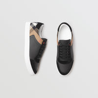 Sneakers en cuir et tissu à motif House check - Black