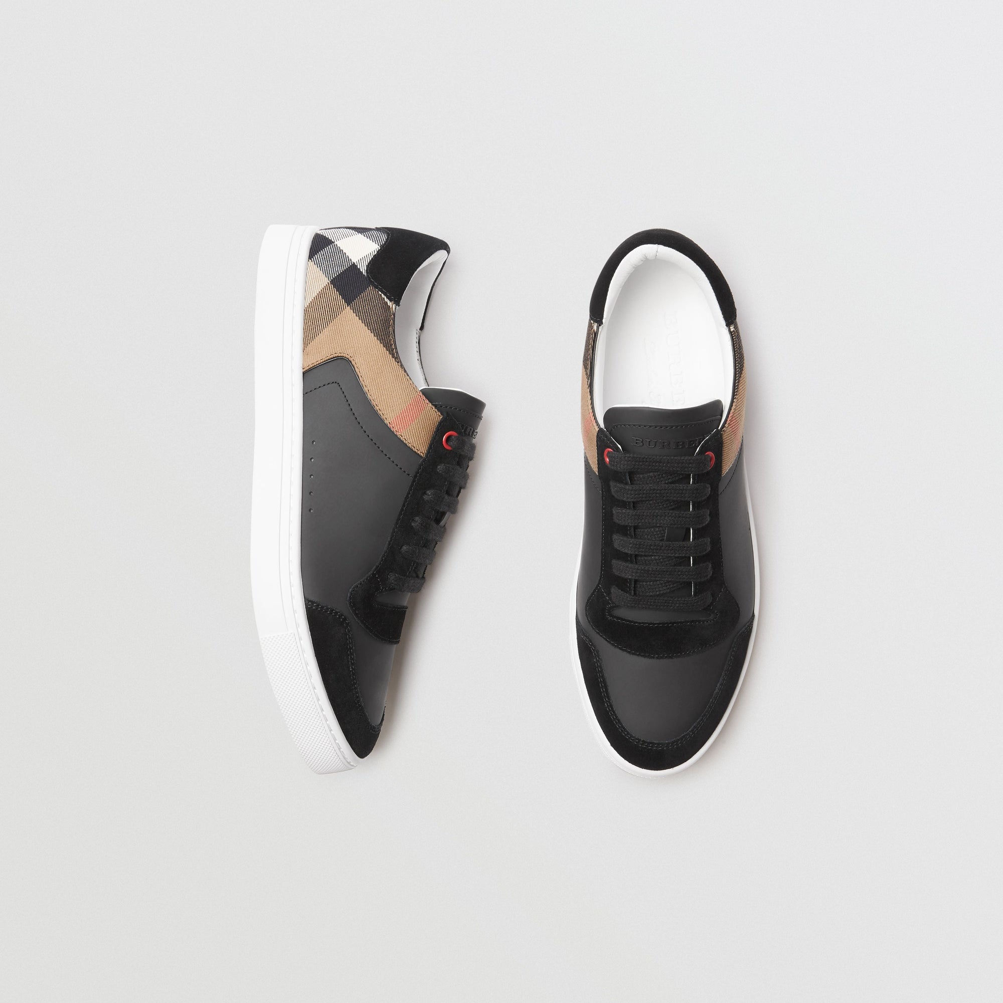 Sneakers en cuir et tissu à motif House check - Black