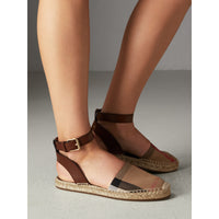 Sandales espadrilles en cuir et coton - Dark Tan
