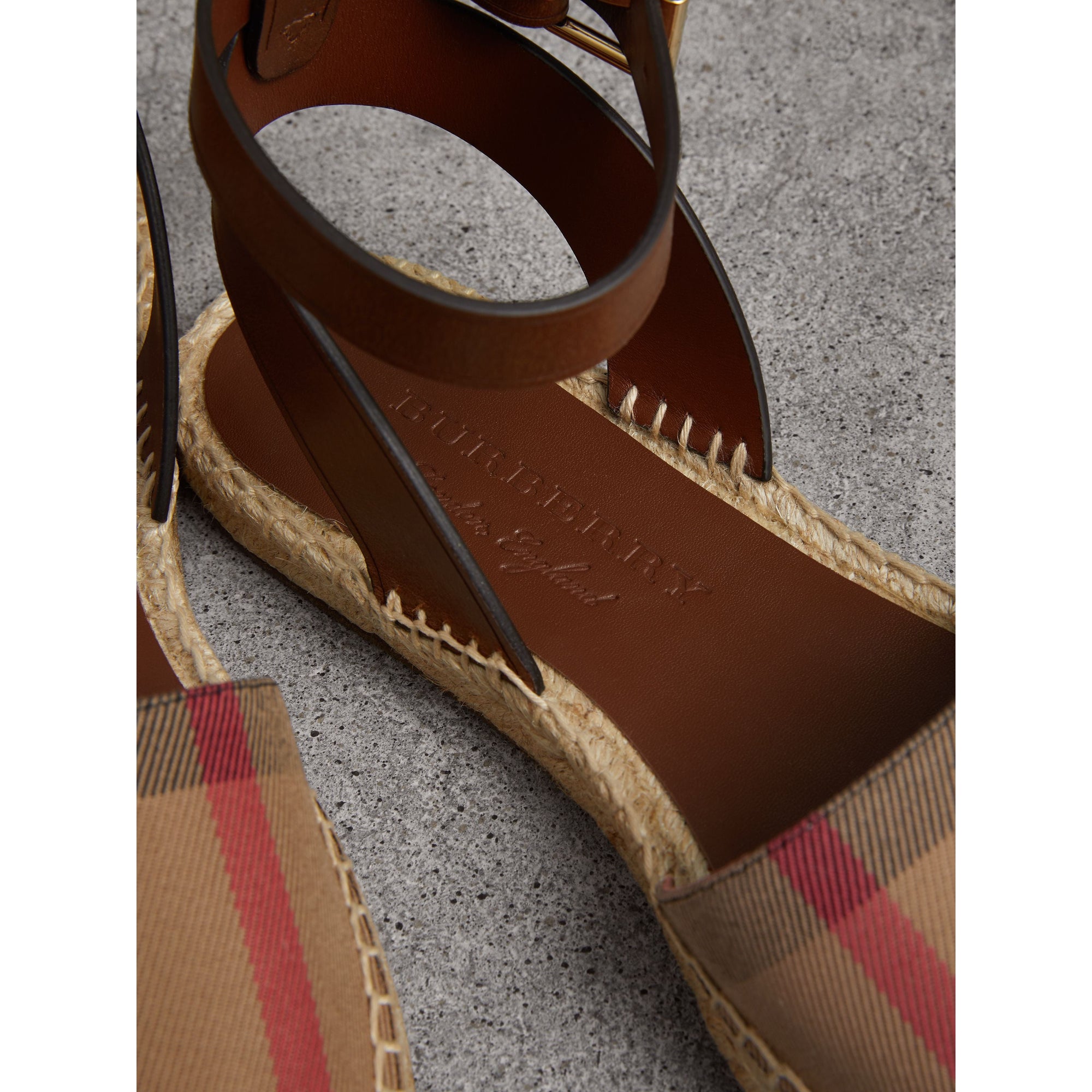 Sandales espadrilles en cuir et coton - Dark Tan