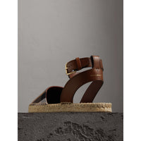 Sandales espadrilles en cuir et coton - Dark Tan