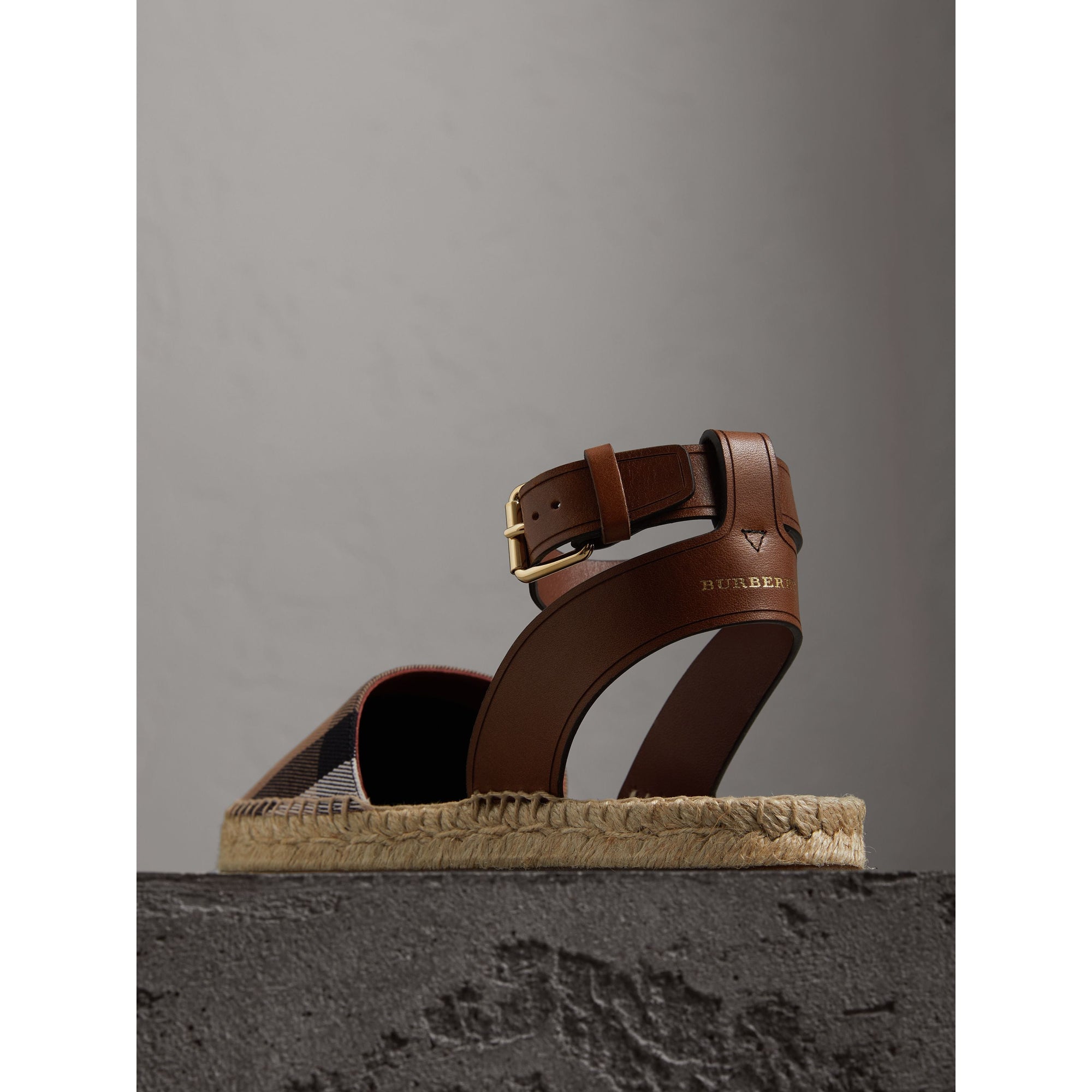 Sandales espadrilles en cuir et coton - Dark Tan