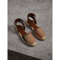 Sandales espadrilles en cuir et coton - Dark Tan