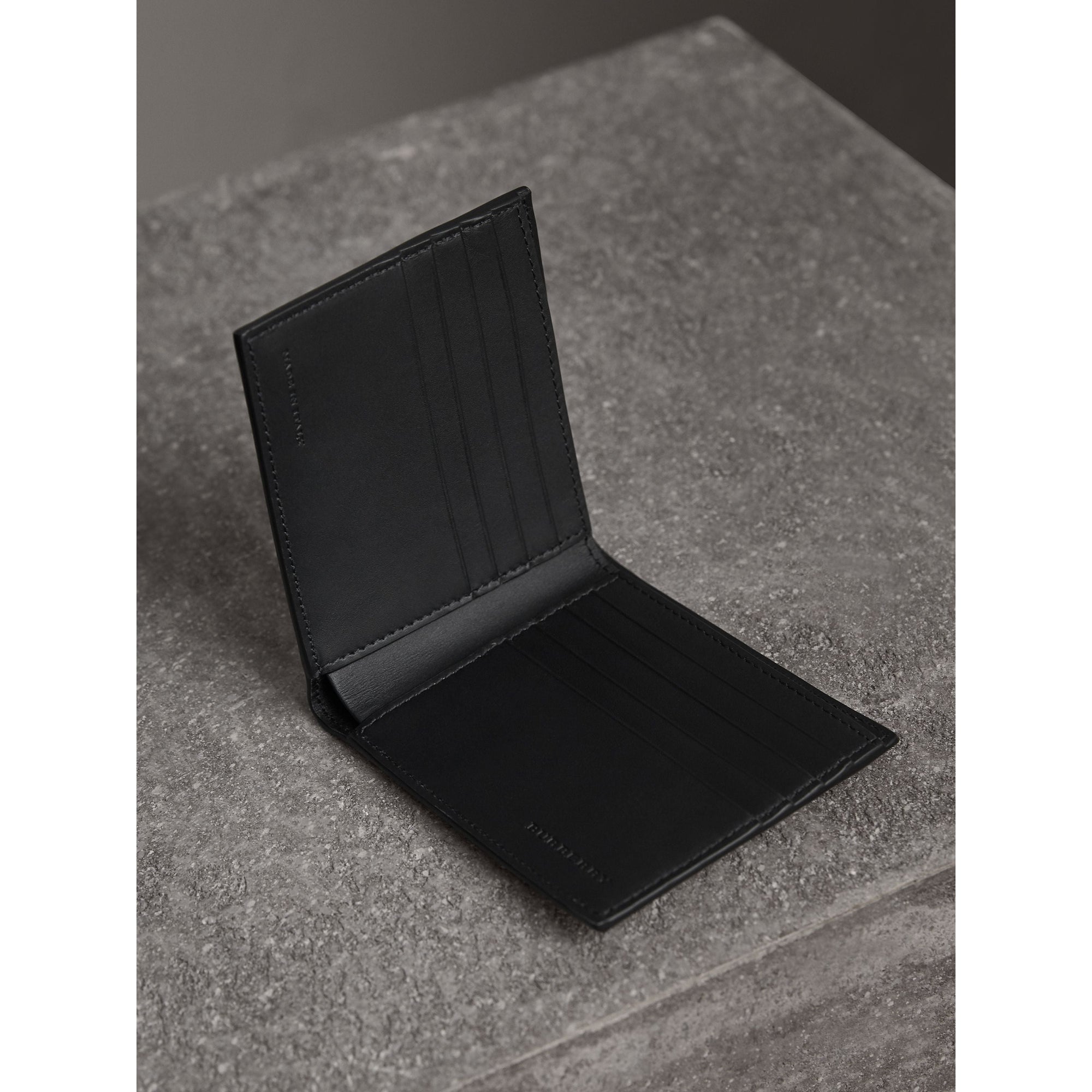 Portefeuille à rabat en cuir à motif Bestiaire - Black