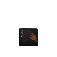 Portefeuille à rabat en cuir à motif Bestiaire - Black