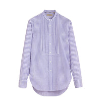 Chemise plastron plissé unisexe rayé - Pale Blue & White