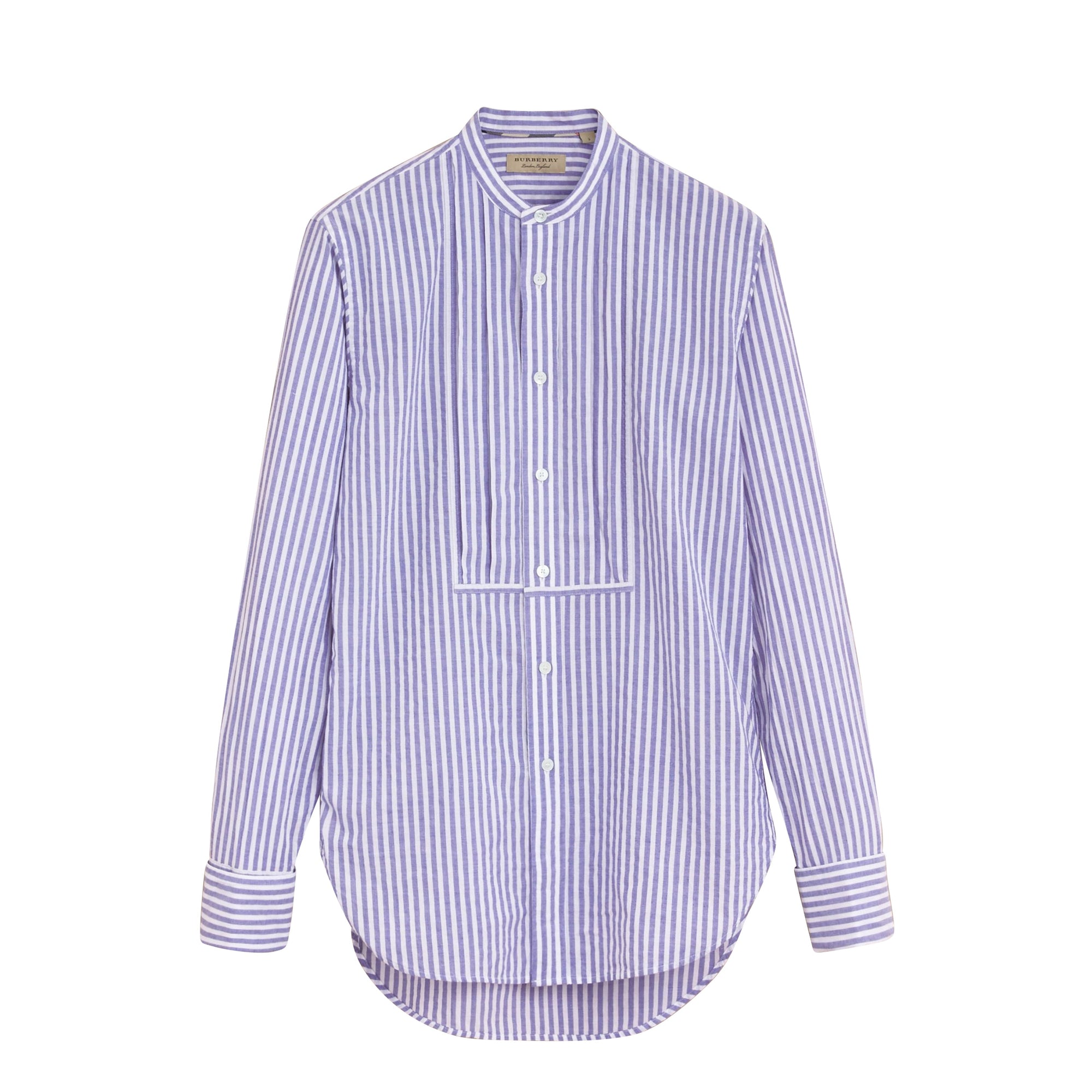 Chemise plastron plissé unisexe rayé - Pale Blue & White