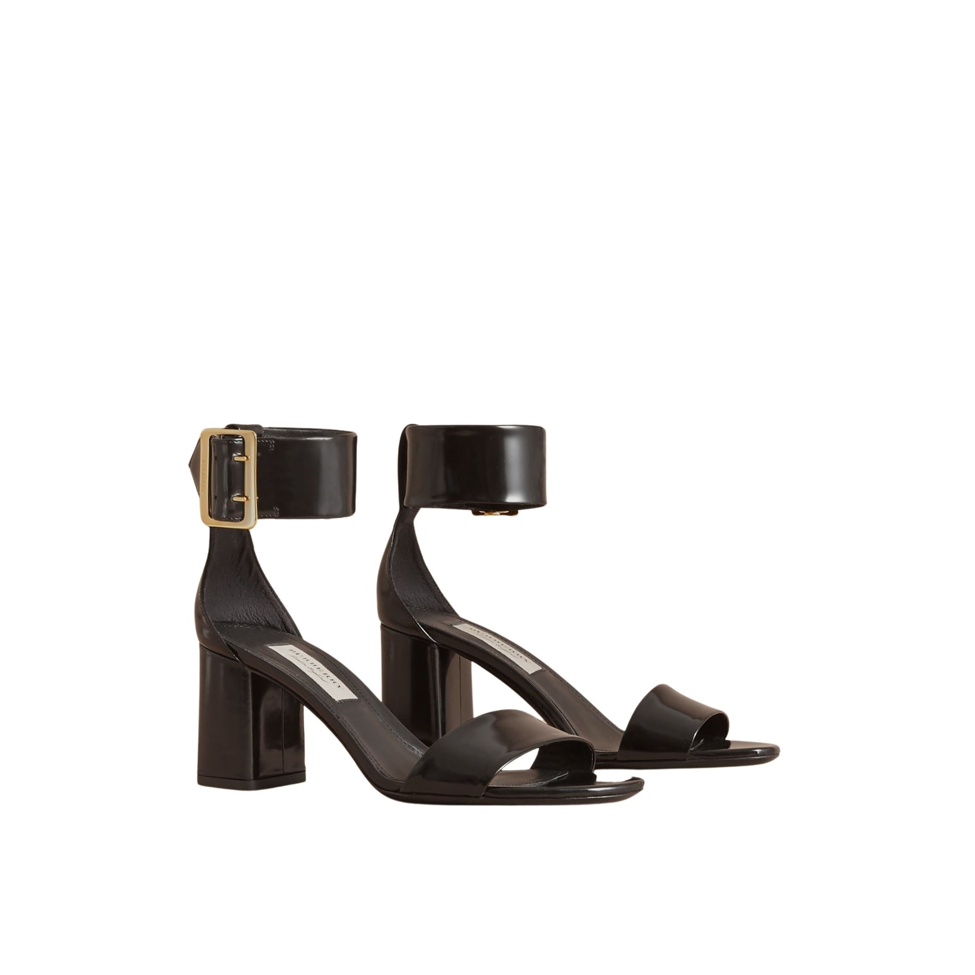 Sandales en cuir verni à boucle - Black