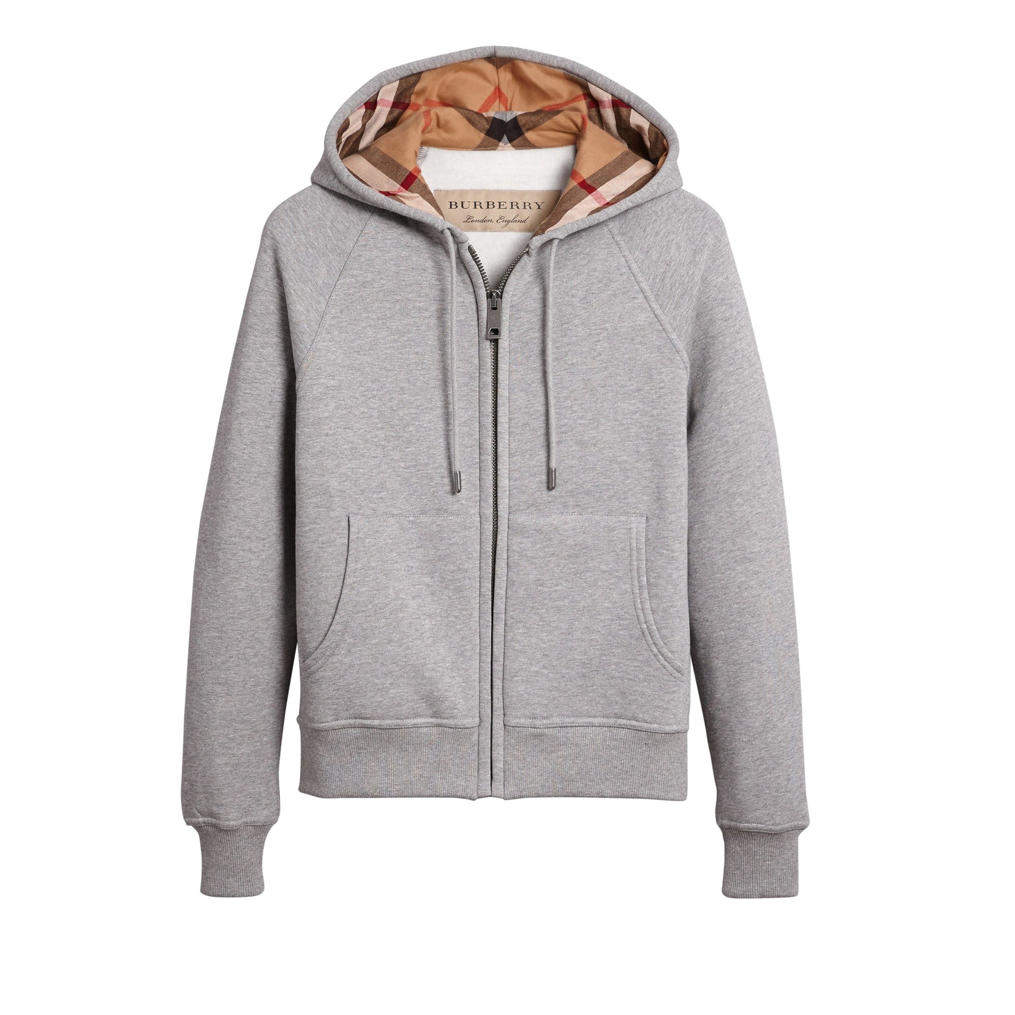 Sweat-shirt en coton mélangé à capuche - Pale Grey Melange