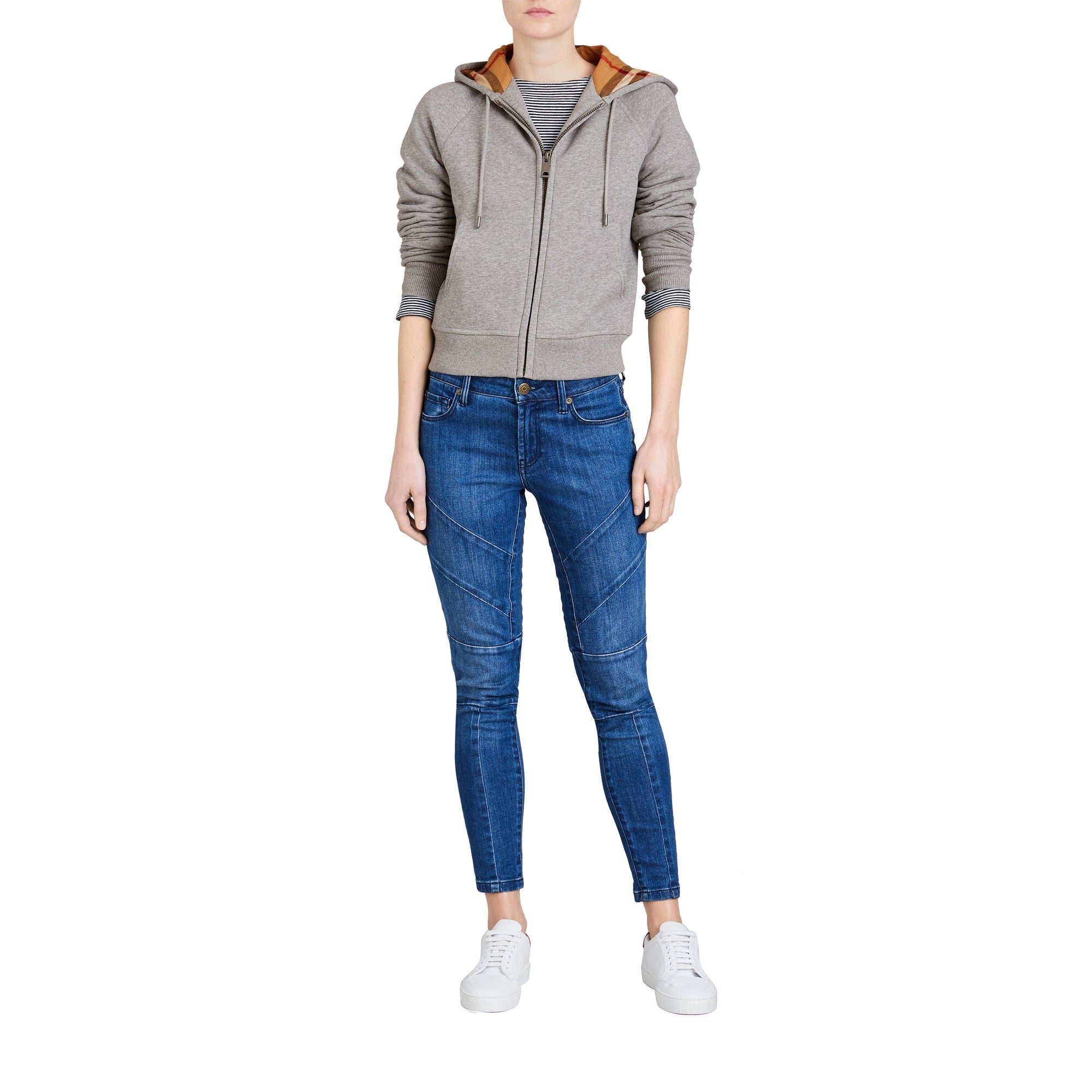 Sweat-shirt en coton mélangé à capuche - Pale Grey Melange