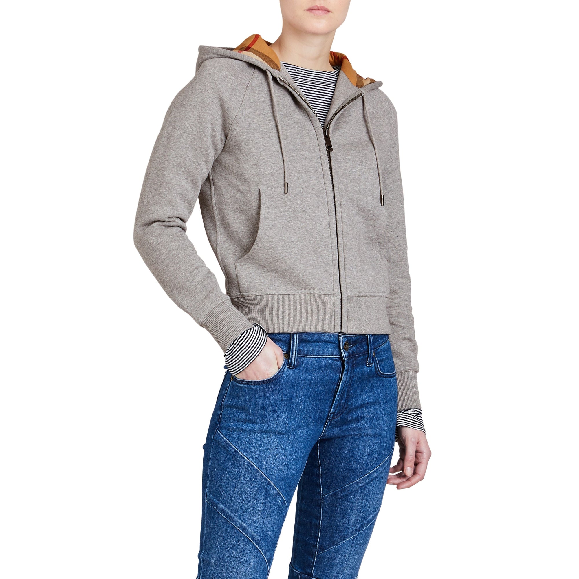 Sweat-shirt en coton mélangé à capuche - Pale Grey Melange