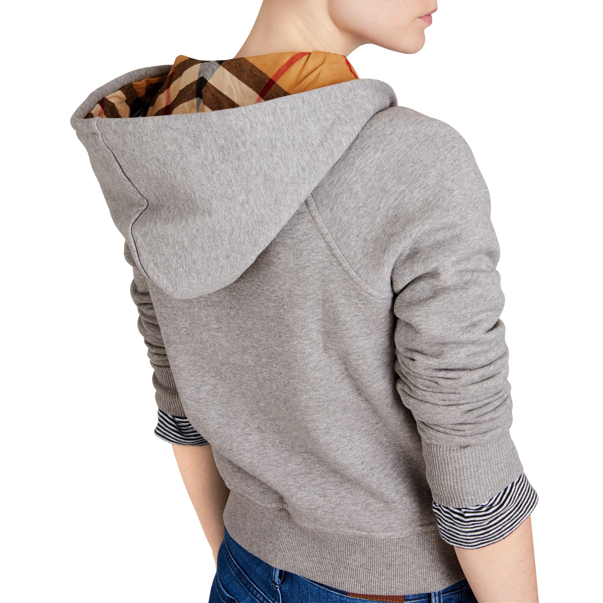 Sweat-shirt en coton mélangé à capuche - Pale Grey Melange