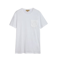 T-shirt en coton à poche brodée en corde - White