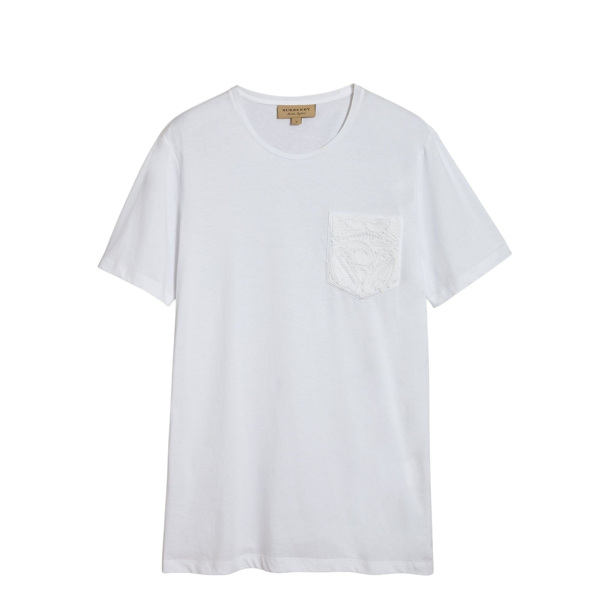 T-shirt en coton à poche brodée en corde - White