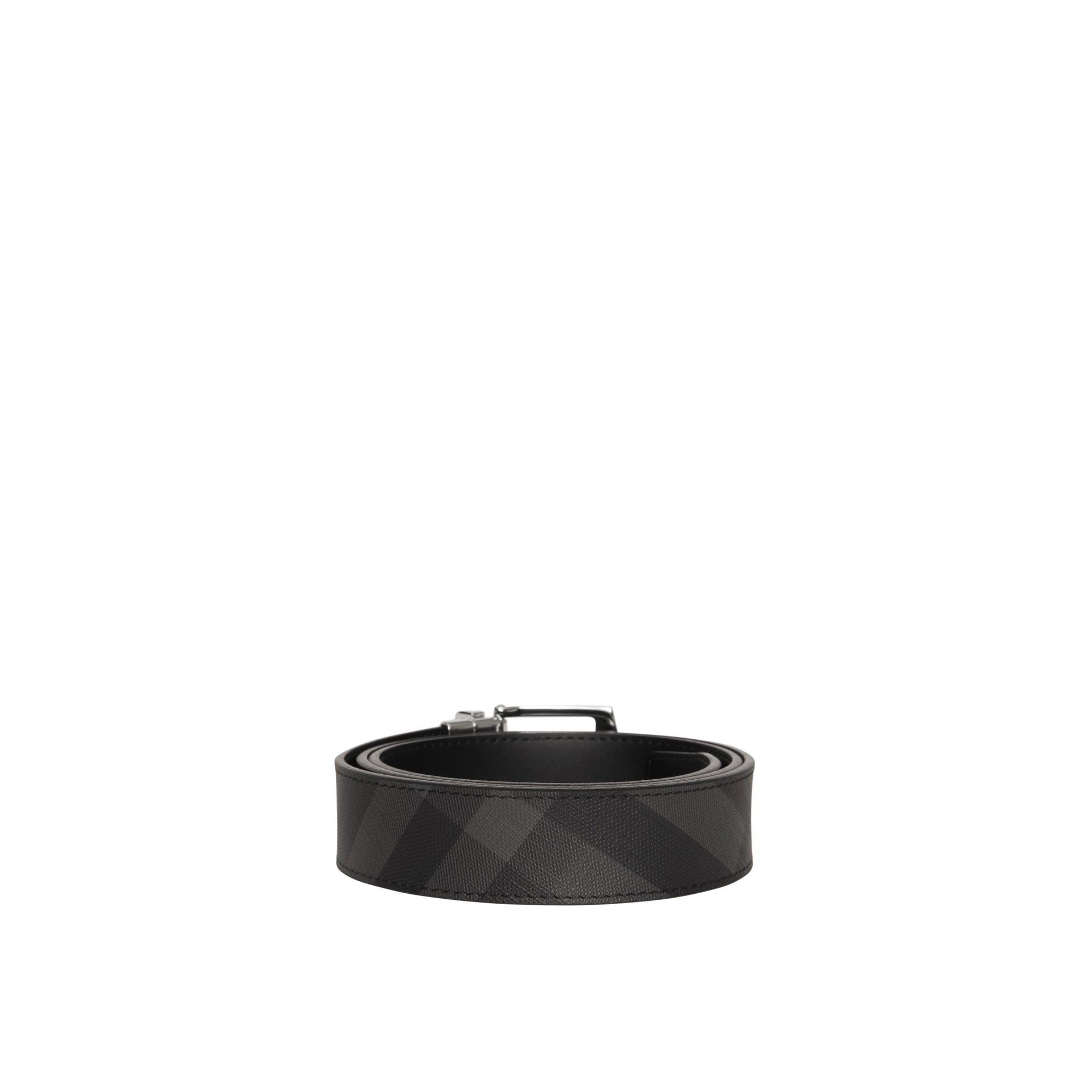 Ceinture réversible en tissu London Check et cuir - Charcoal & Black