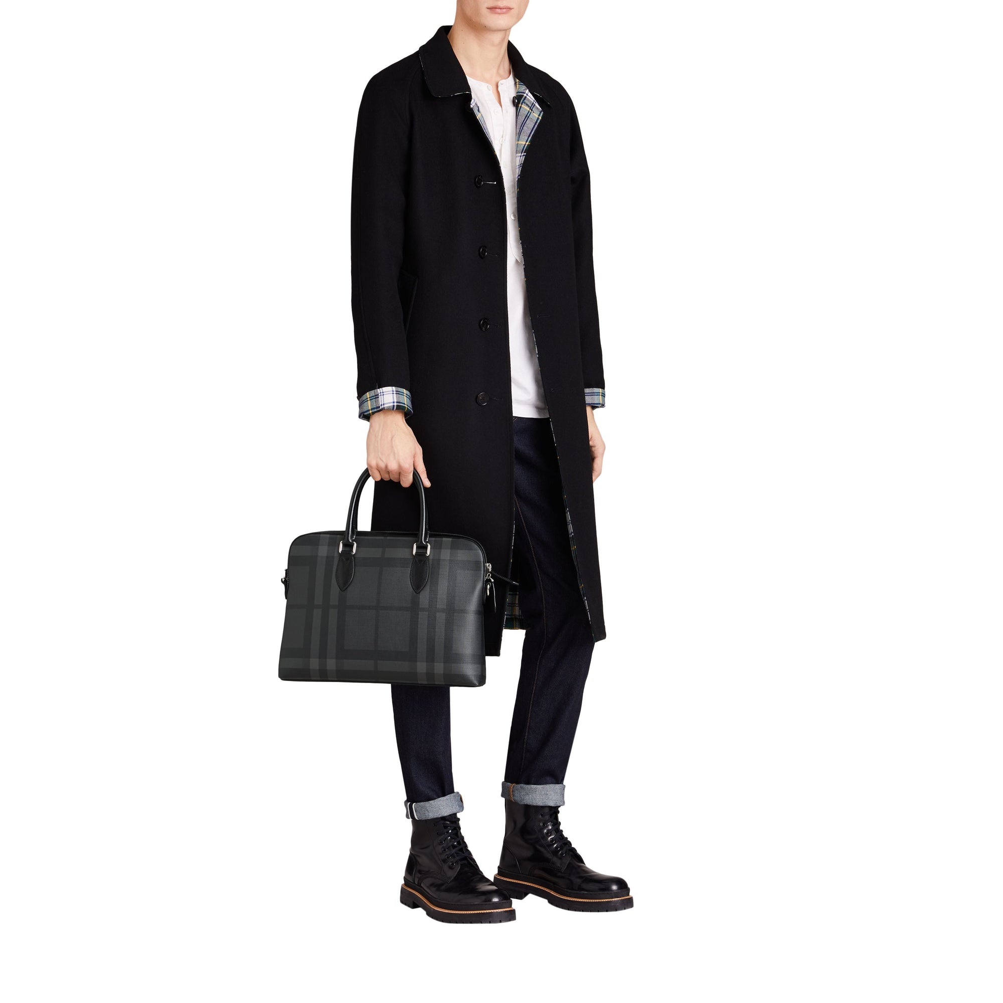 Sac The Barrow fin à motif London Check - Charcoal & Black