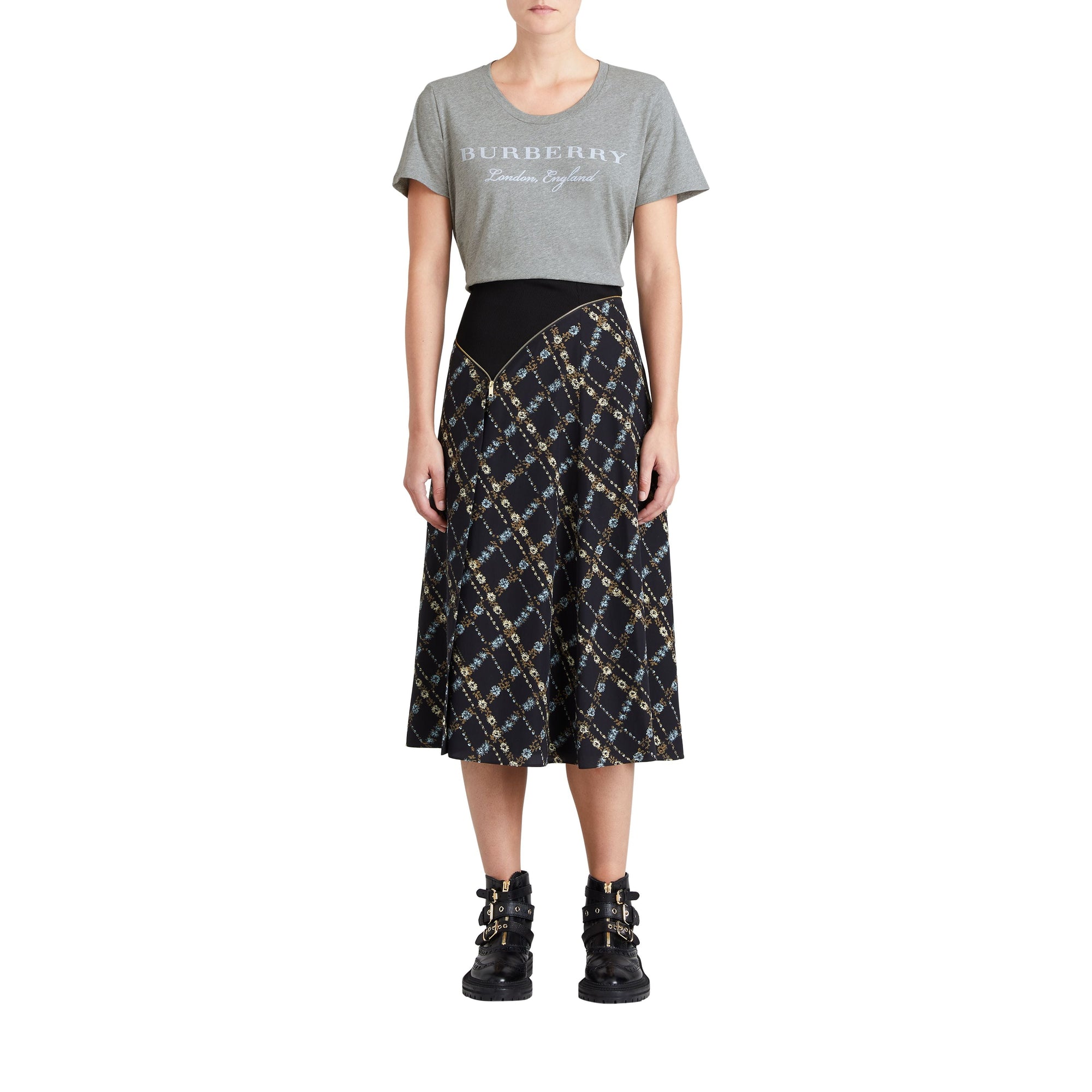 T-shirt en coton à imprimé - Pale Grey Melange