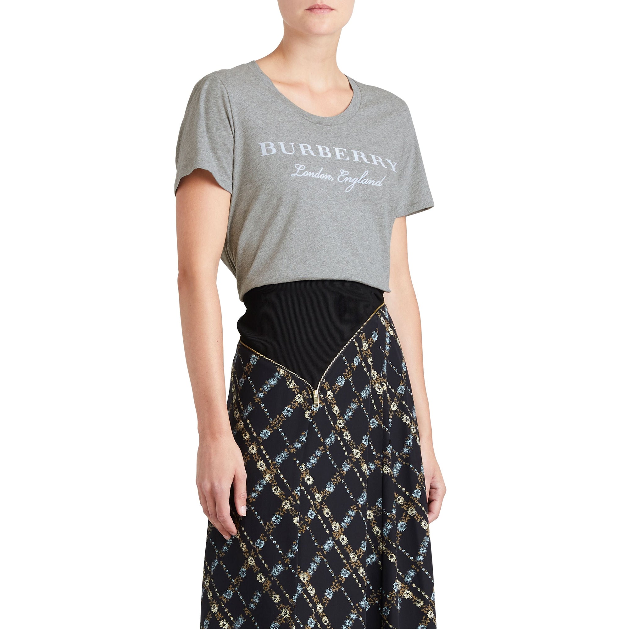 T-shirt en coton à imprimé - Pale Grey Melange