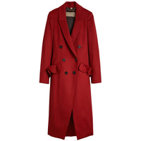 Manteau ajusté en laine et cachemire orné de volants - Military Red