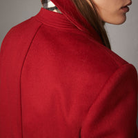 Manteau ajusté en laine et cachemire orné de volants - Military Red