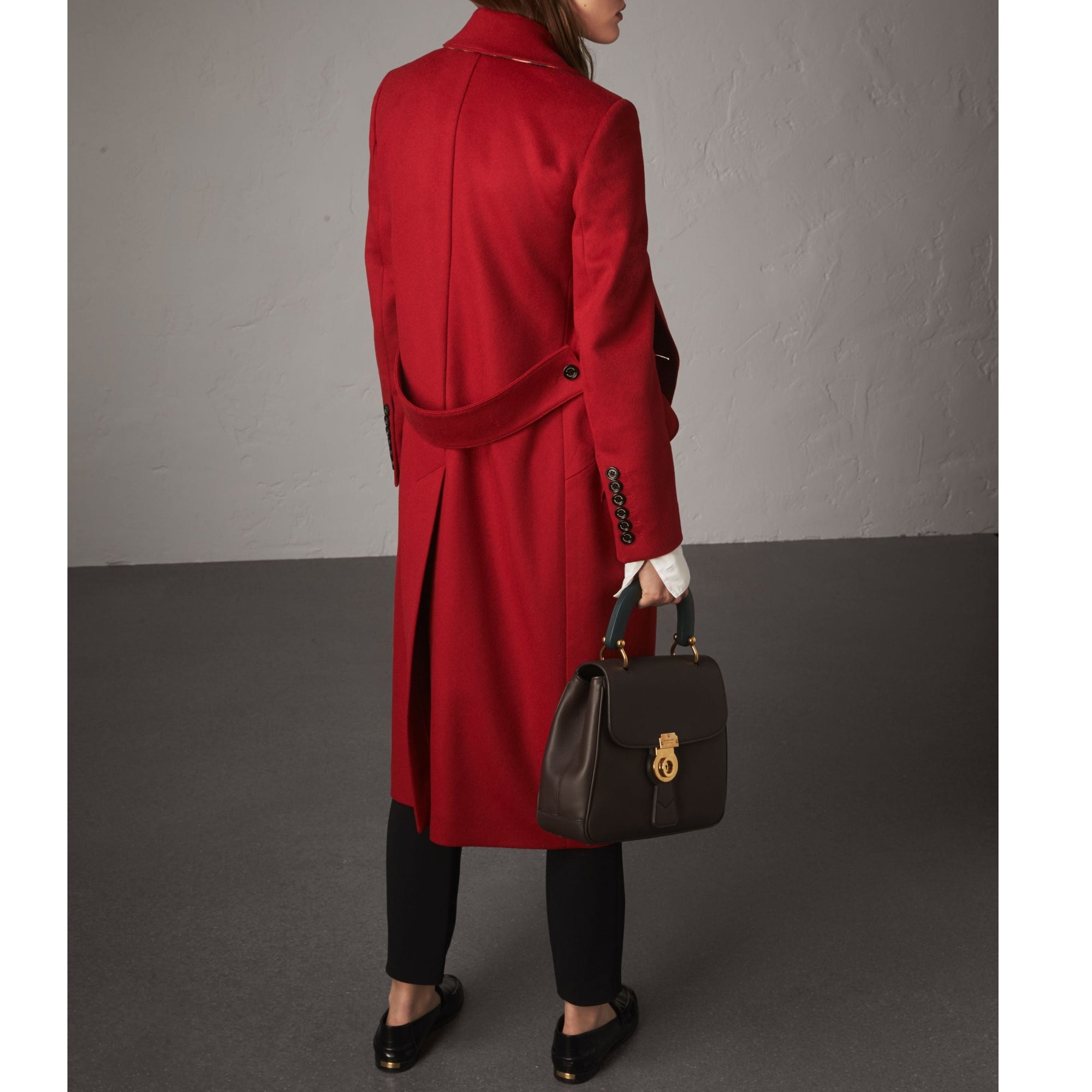 Manteau ajusté en laine et cachemire orné de volants - Military Red