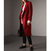 Manteau ajusté en laine et cachemire orné de volants - Military Red