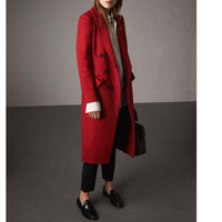 Manteau ajusté en laine et cachemire orné de volants - Military Red