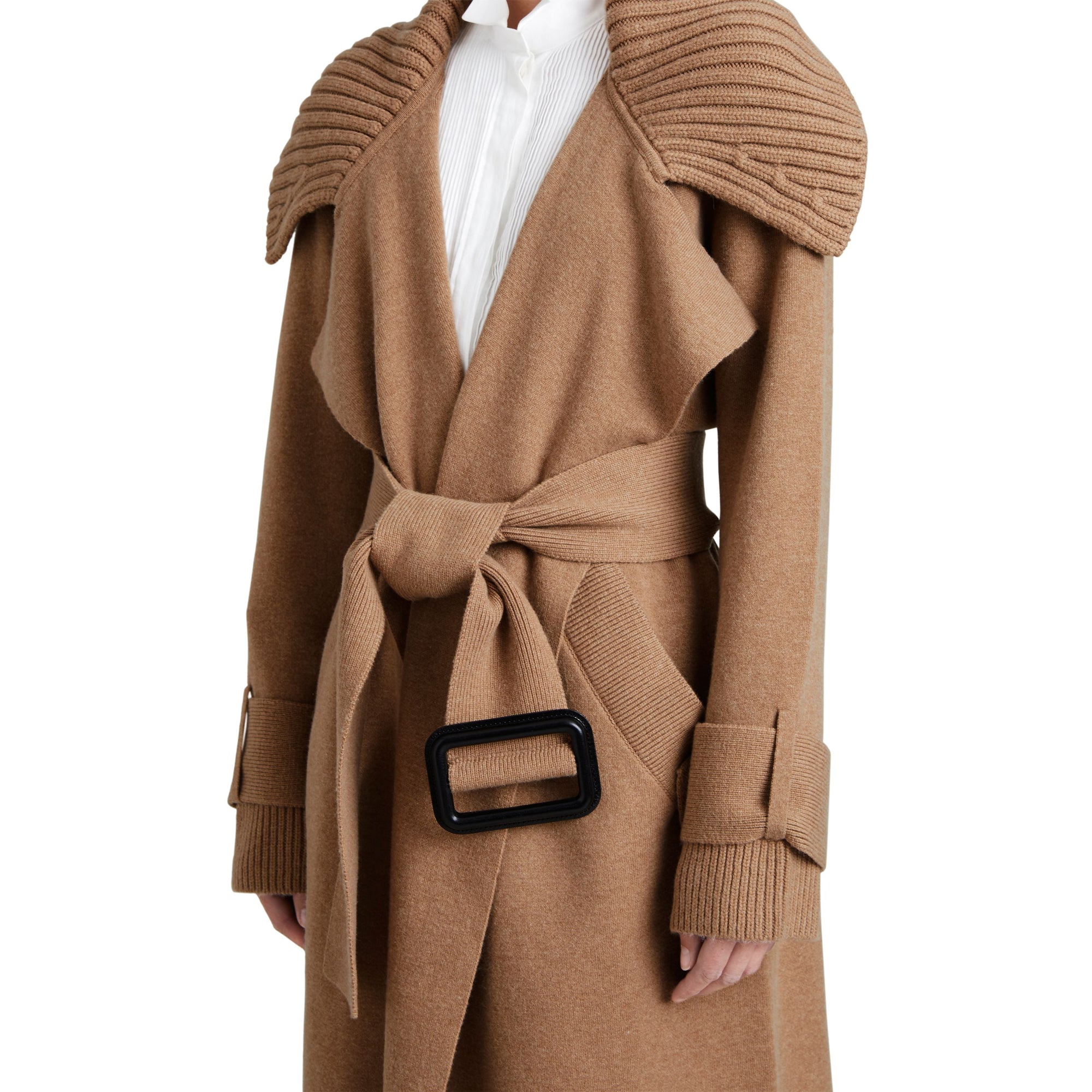 Gilet portefeuille en laine et cachemire - Camel