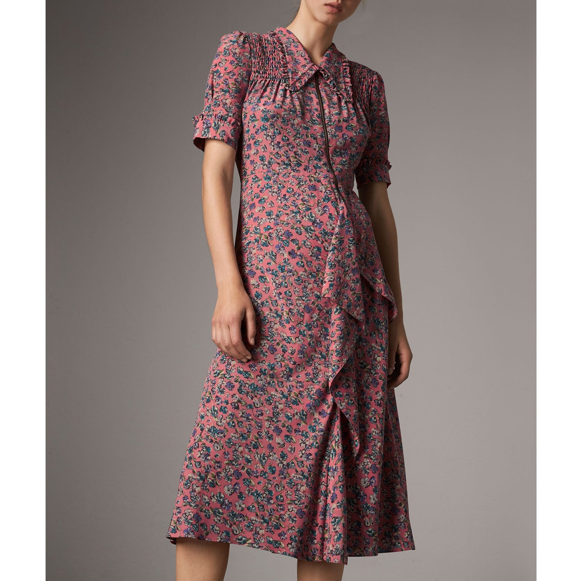 Robe en soie à imprimé floral - Pale Rose