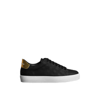 Sneakers en cuir à motif check perforé - Black