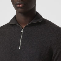 Pull en cachemire et coton à col zippé - Charcoal