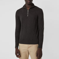 Pull en cachemire et coton à col zippé - Charcoal