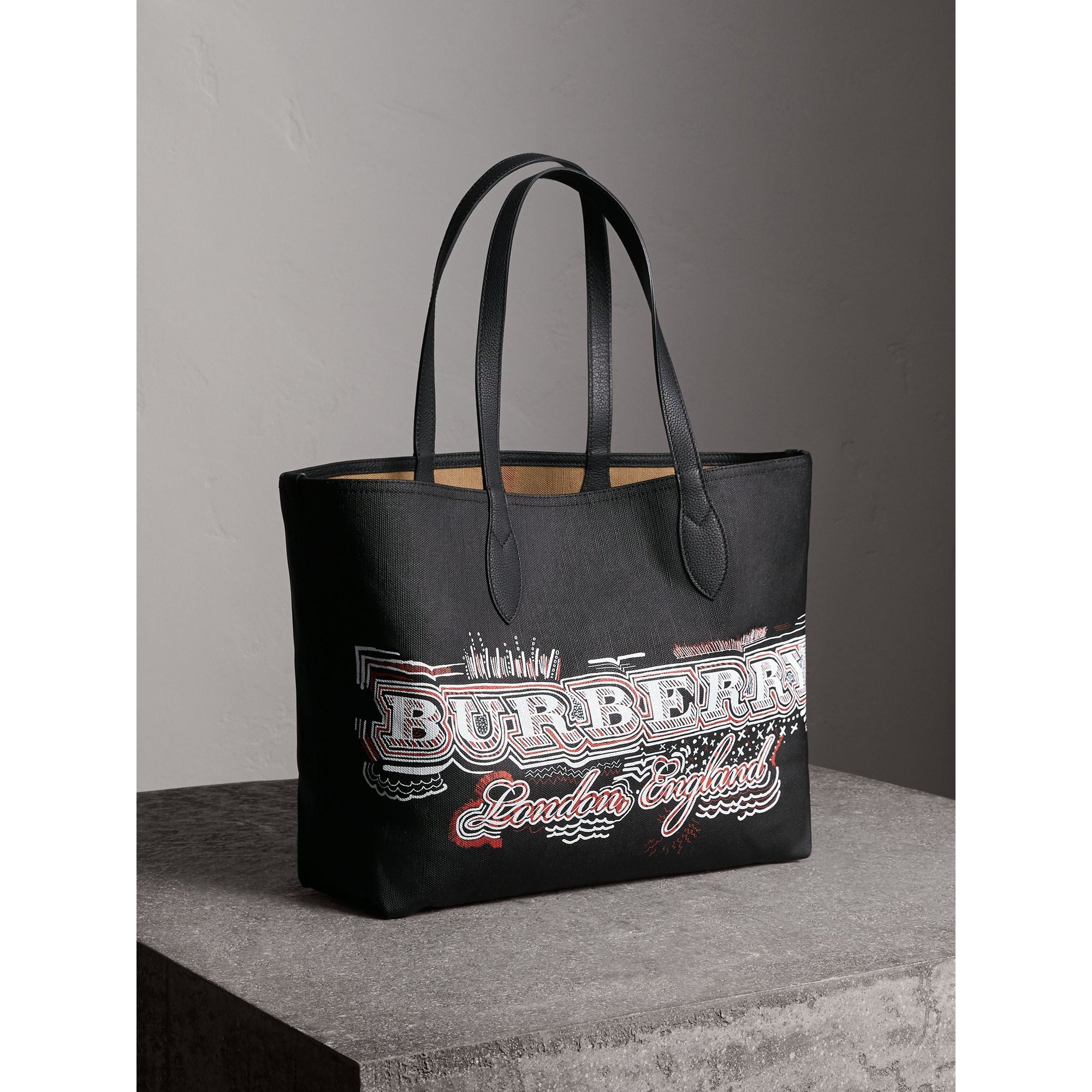 Sac tote Doodle moyen réversible - Classic & Black