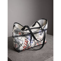 Sac tote Doodle moyen réversible - White & Trans