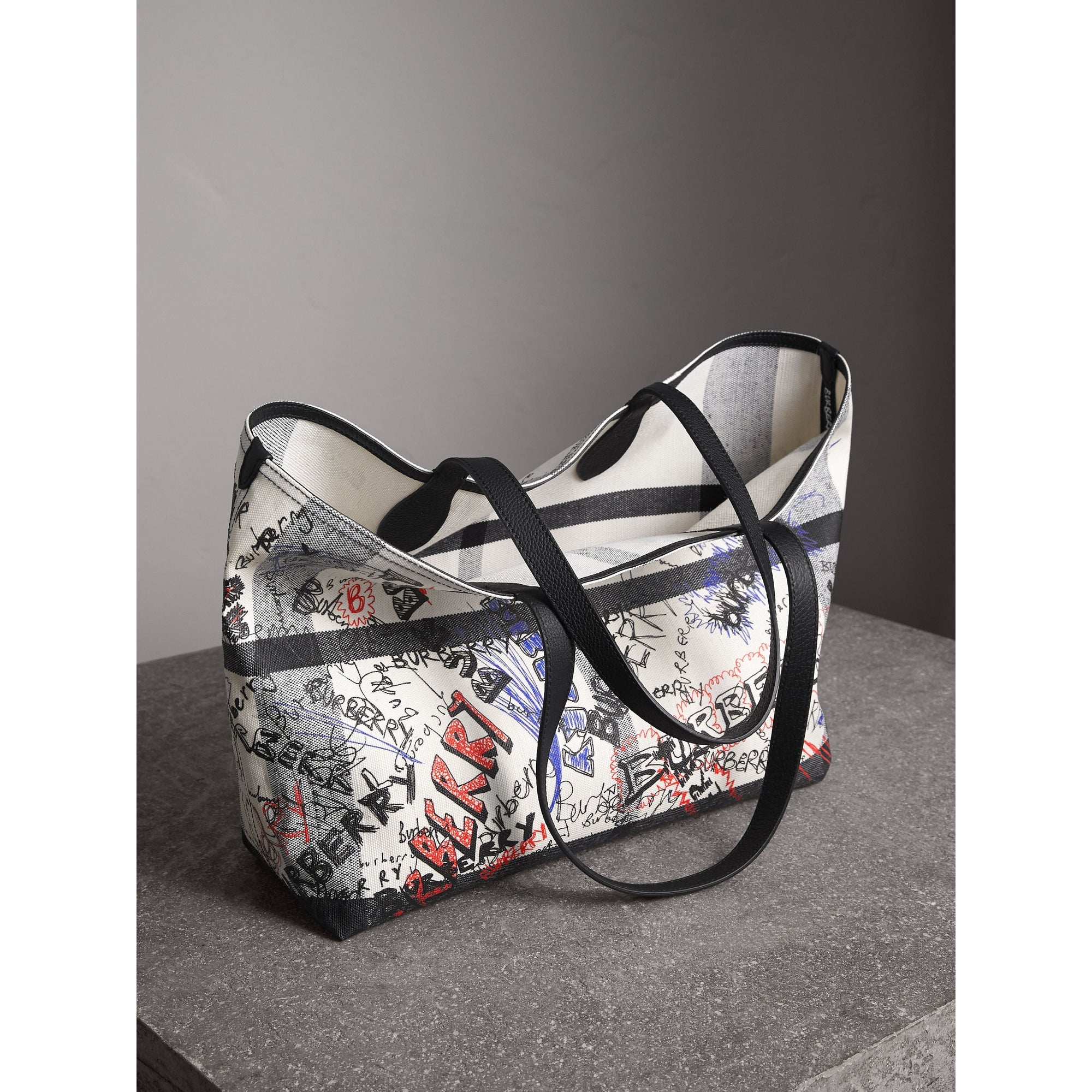 Sac tote Doodle moyen réversible - White & Trans