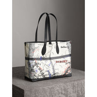 Sac tote Doodle moyen réversible - White & Trans