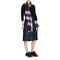 Écharpe légère en cachemire à motif check - Navy