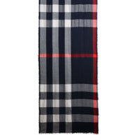 Écharpe légère en cachemire à motif check - Navy