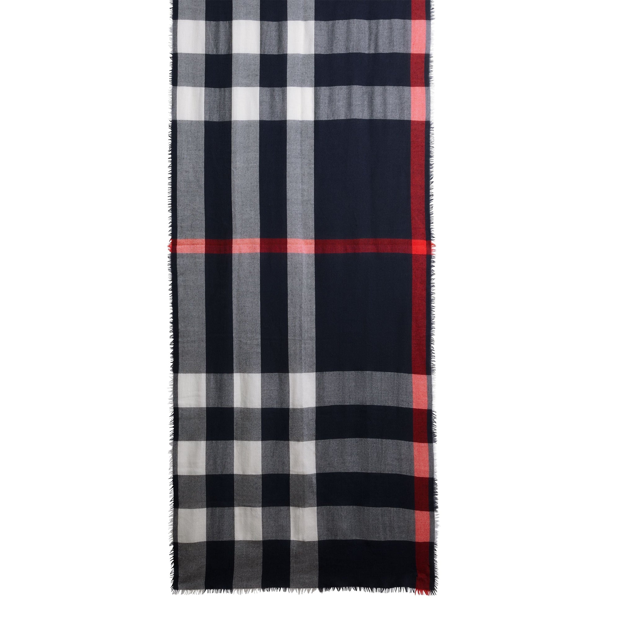 Écharpe légère en cachemire à motif check - Navy
