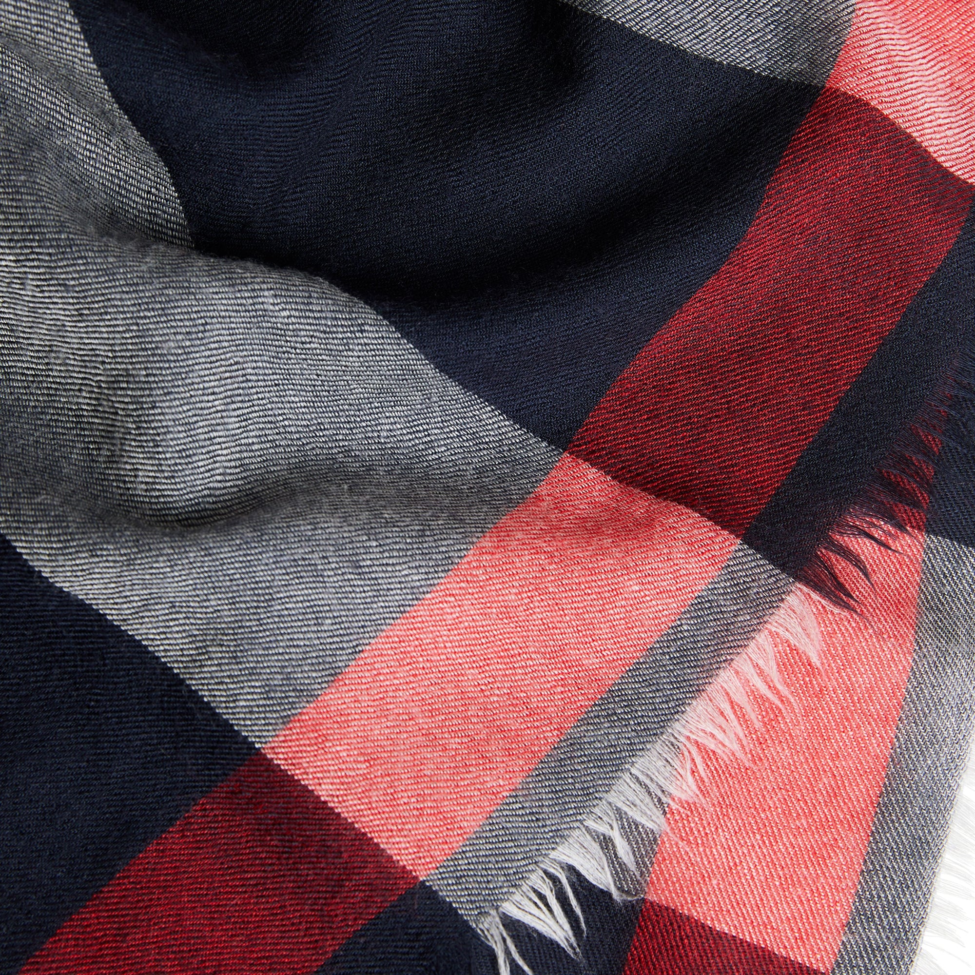 Écharpe légère en cachemire à motif check - Navy