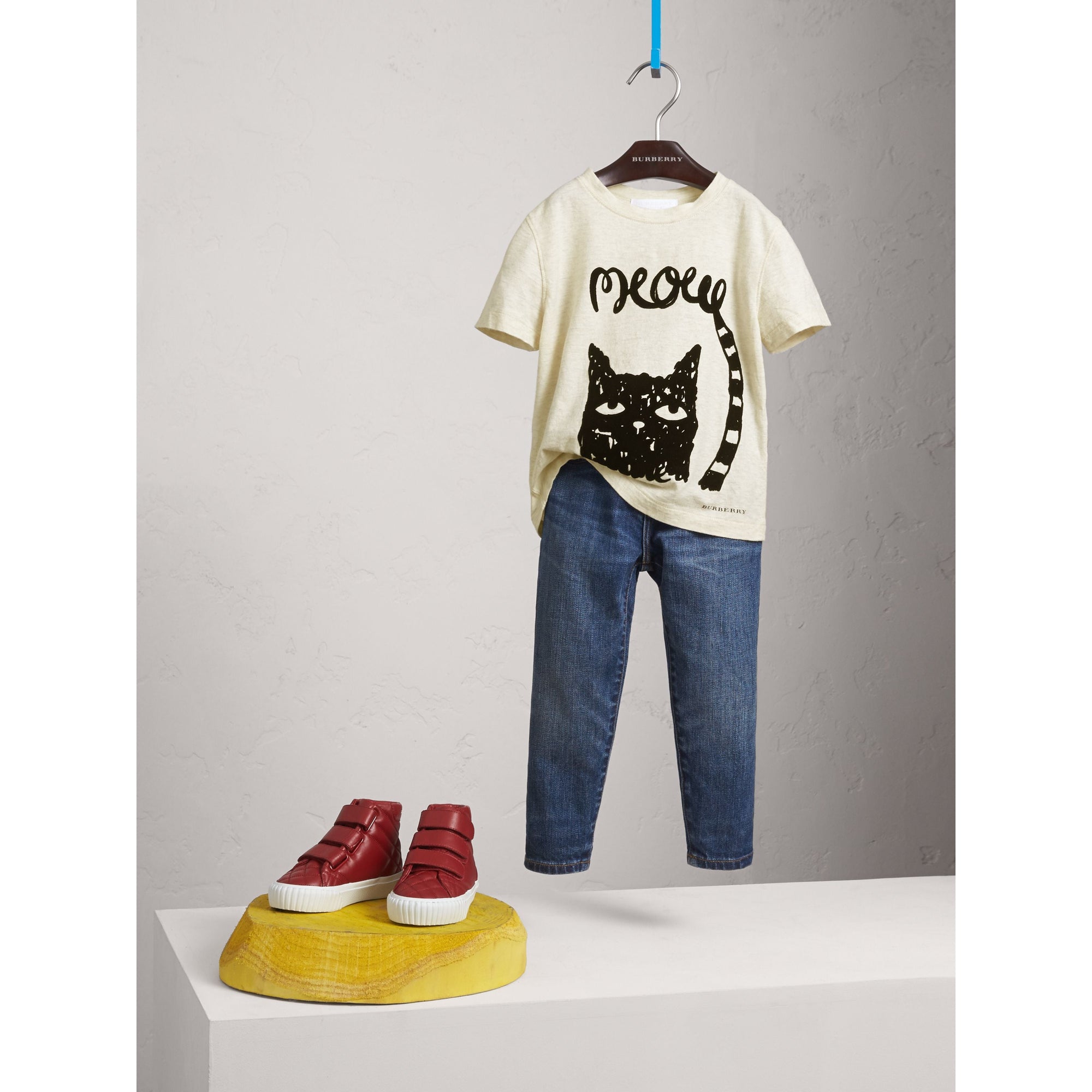 T-shirt en coton à imprimé Meow - Natural Melange