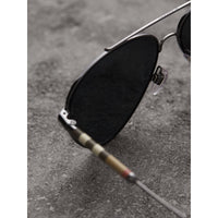 Lunettes de soleil aviateur à motif check - Black
