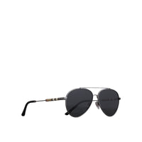 Lunettes de soleil aviateur à motif check - Black