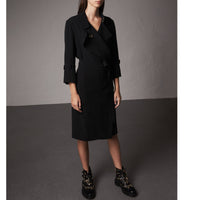 Robe trench portefeuille en georgette de soie - Black