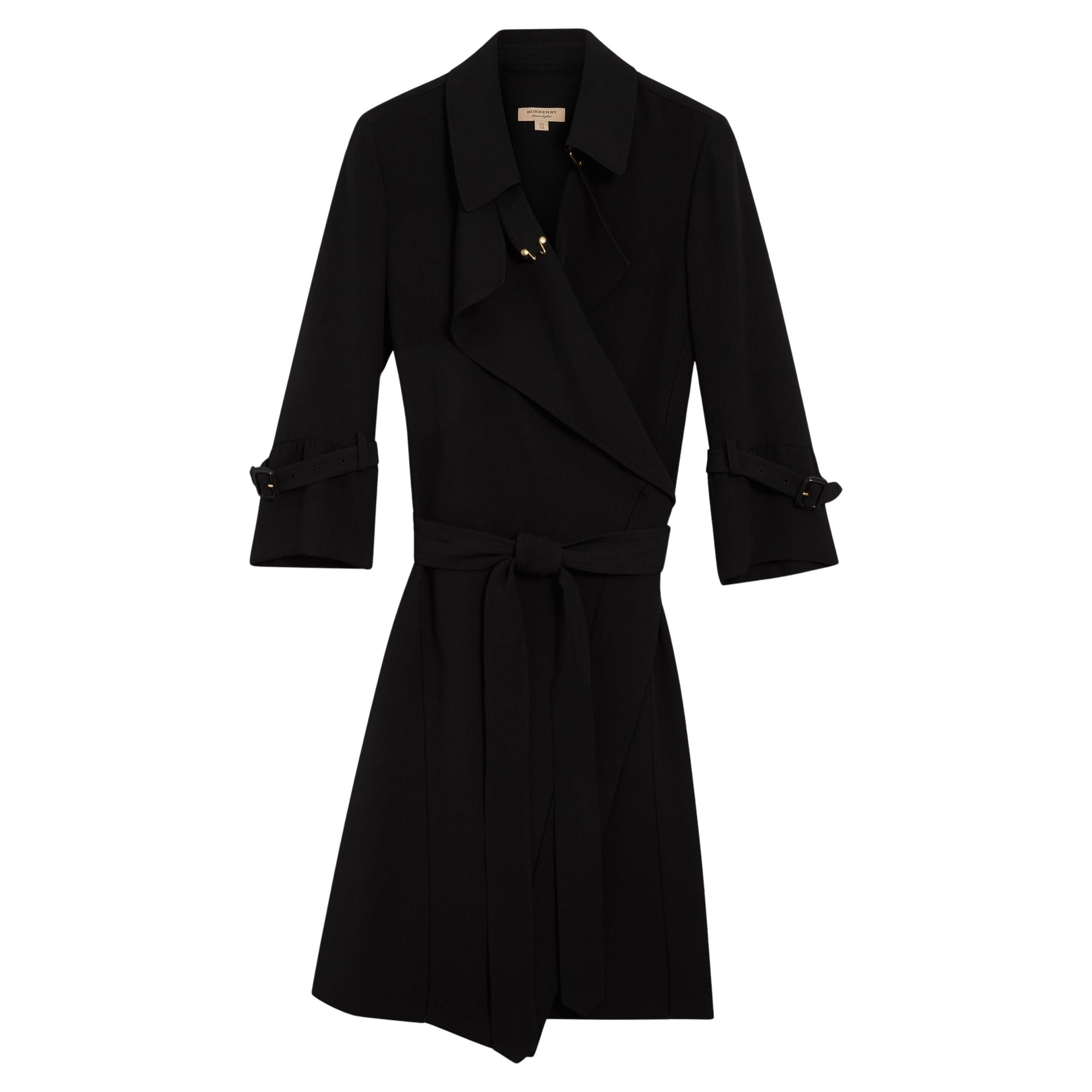 Robe trench portefeuille en georgette de soie - Black