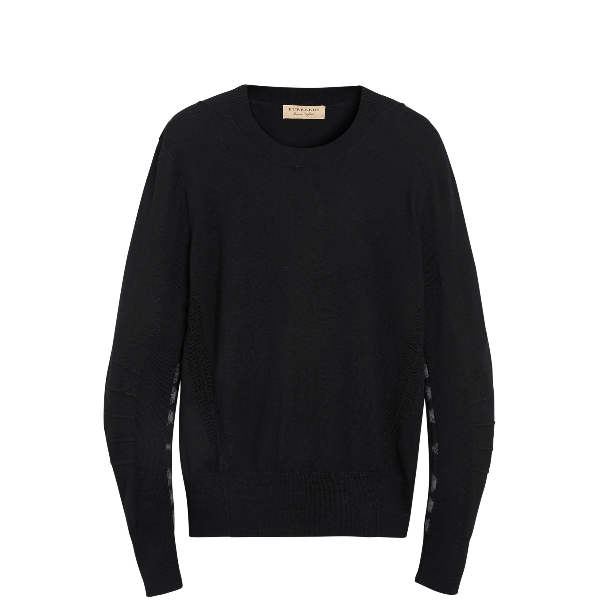Pull en laine mérinos à motif check - Black