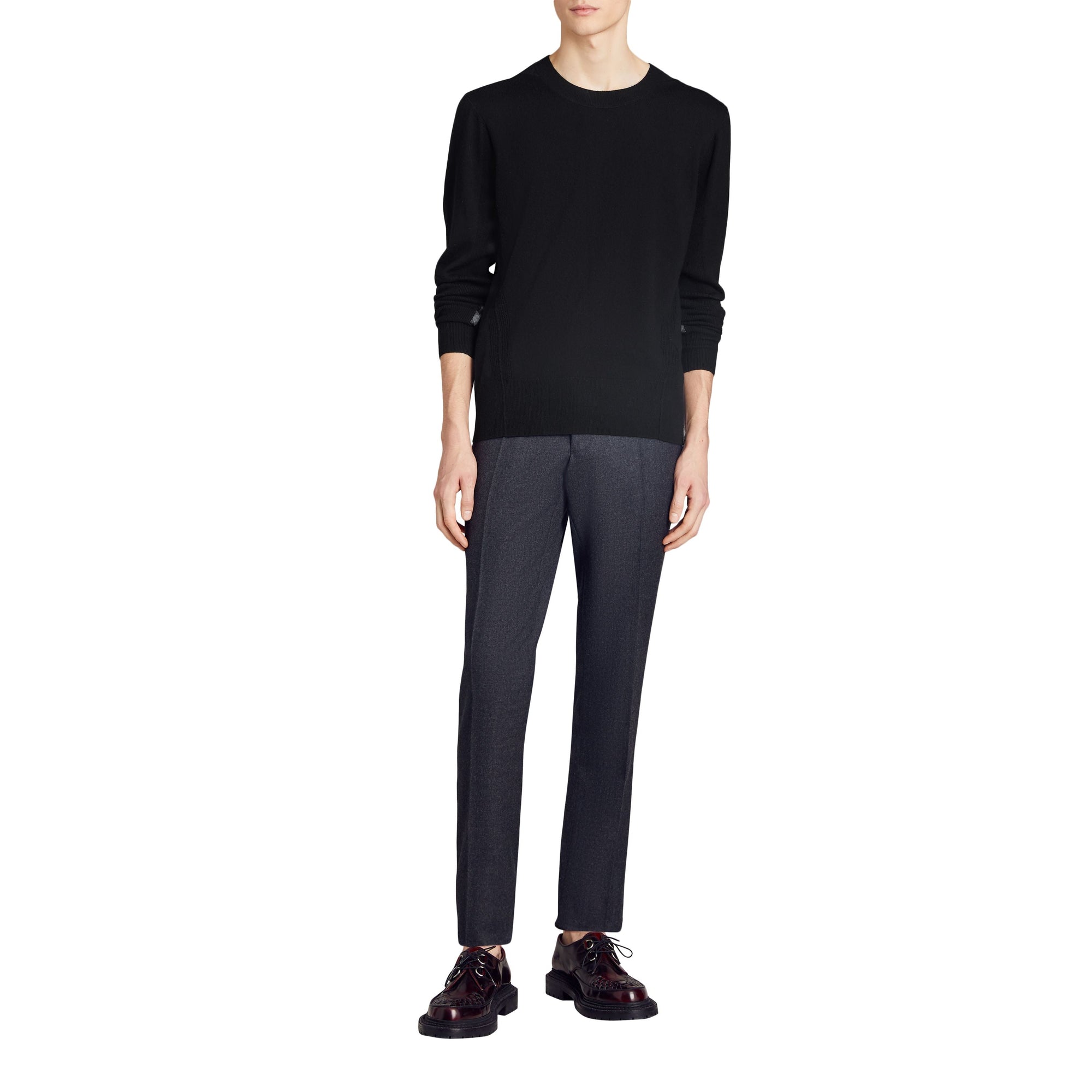 Pull en laine mérinos à motif check - Black