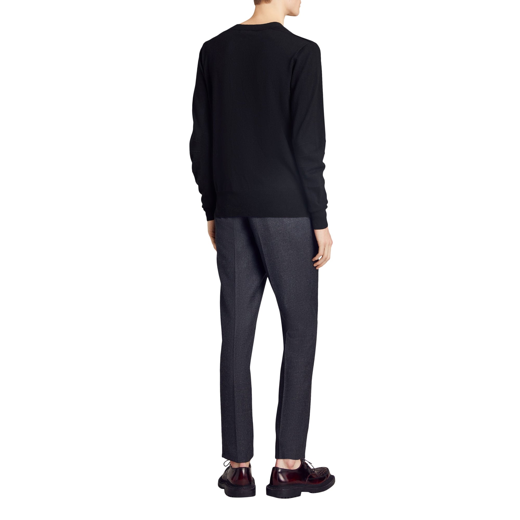Pull en laine mérinos à motif check - Black