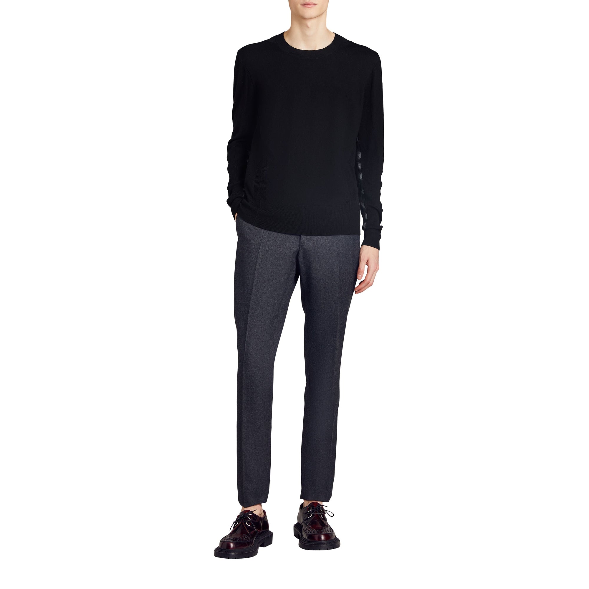 Pull en laine mérinos à motif check - Black